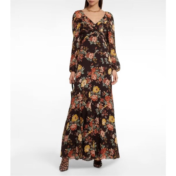 Veronica Beard Avani Floral Silk Maxi Dress Sz 2 - Picture 3 of 13